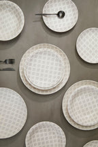 Grey and White 12 Piece Dinner Set | Maya