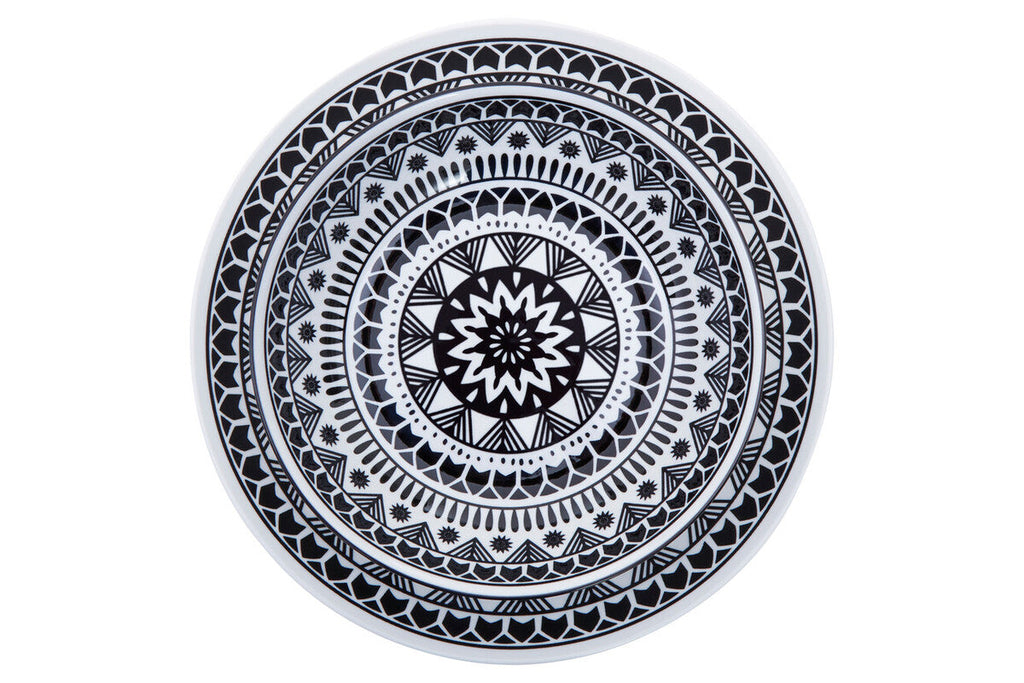 12 Piece Black and White Dinner Set | Maya