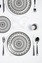 12 Piece Black and White Dinner Set | Maya