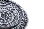 12 Piece Black and White Dinner Set | Maya