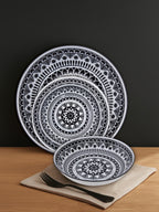 12 Piece Black and White Dinner Set | Maya