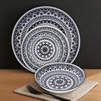 12 Piece Black and White Dinner Set | Maya