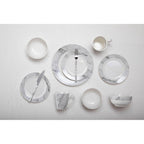 16 Piece White and Grey Marble Design Dinner Set | Avie
