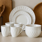 16 Piece Embossed Geo Dinner Set | Avie