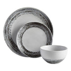 12 Piece Black and White Dinner Set | Middag