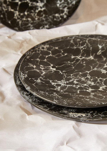 Black Marble Effect Dinner Plate | Hygge