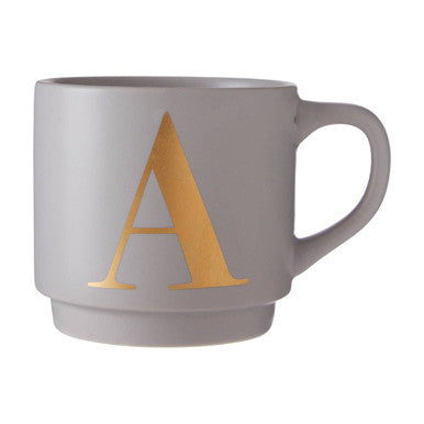 Signet Grey Monogram Mug, A