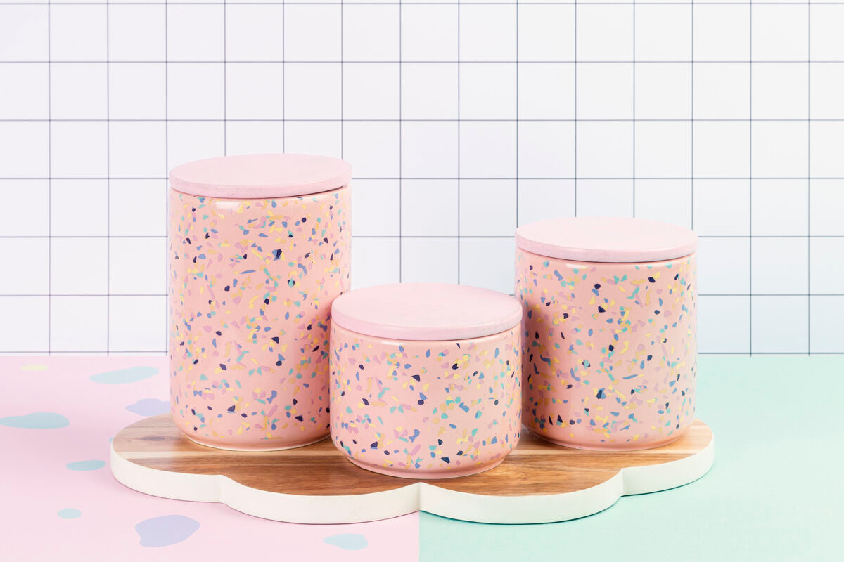 Small Pink Terrazzo Storage Canister | Yuki