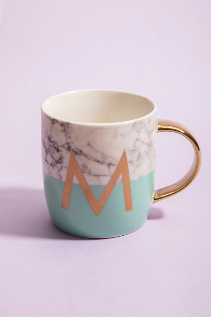 Marble Effect and Pastel Green Monogram Mug M | Frosted Deco