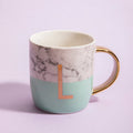 Marble Effect and Pastel Green Monogram Mug L | Frosted Deco