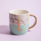 Marble Effect and Pastel Green Monogram Mug L | Frosted Deco