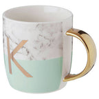 Marble Effect and Pastel Green Monogram Mug K | Frosted Deco