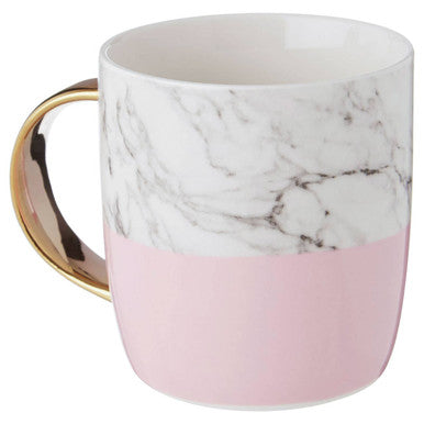 Frosted Deco Marble Effect and Pink Monogram Mug, C
