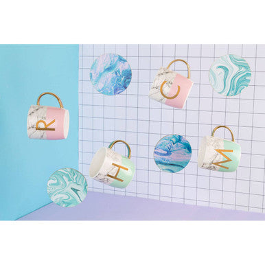 Marble Effect and Pink Monogram Mug R | Frosted Deco