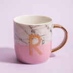 Marble Effect and Pink Monogram Mug R | Frosted Deco