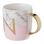 Marble Effect and Pink Monogram Mug N | Frosted Deco