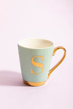 Mimo Green Frosted Deco S Letter Monogram Mug.