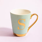 Mimo Green Frosted Deco S Letter Monogram Mug.