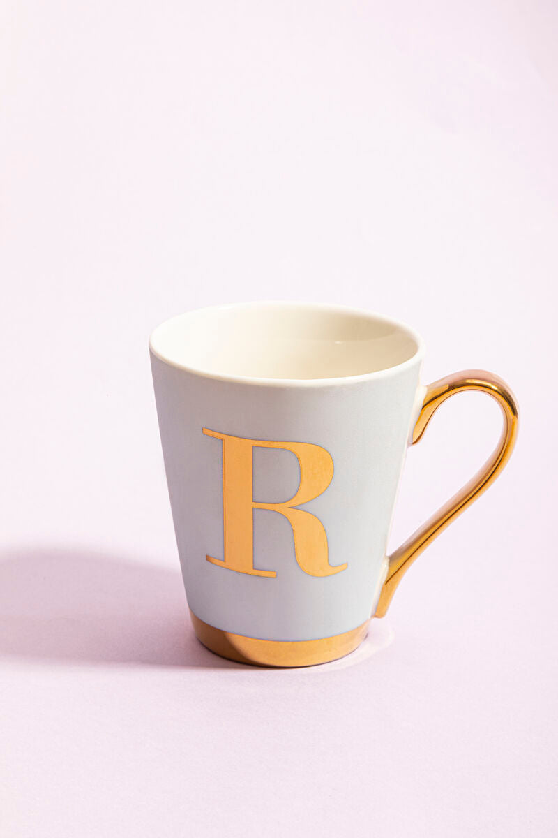 Mimo Green Frosted Deco R Letter Monogram Mug.