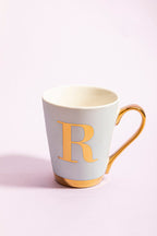 Mimo Green Frosted Deco R Letter Monogram Mug.