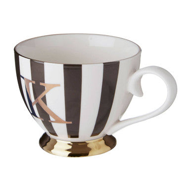 Black and White Monogram Mug K | Duchess