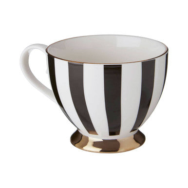 Duchess Black and White Monogram Mug, F