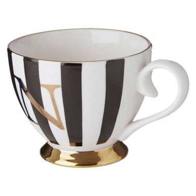 Duchess Black and White Monogram Mug, N