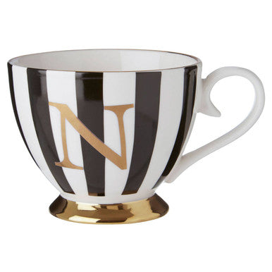 Duchess Black and White Monogram Mug, N