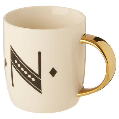 Diamond Deco White Monogram Mug, N