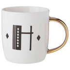 White Monogram Mug H | Diamond Deco