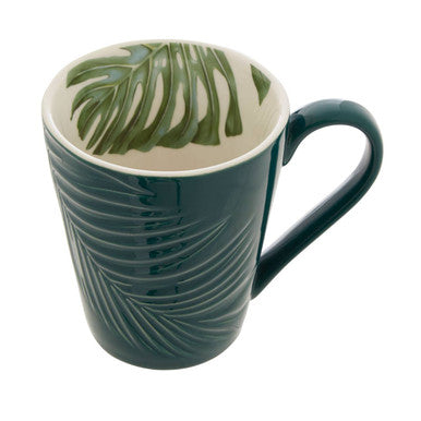 Dark Green Leaf Design Mug | Bali