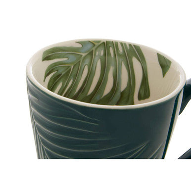 Bali Dark Green Leaf Design Mug