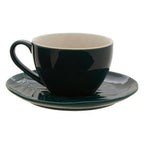 Dark Green Cup and Saucer with Leaf Design | Bali