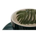 Dark Green Cup and Saucer with Leaf Design | Bali