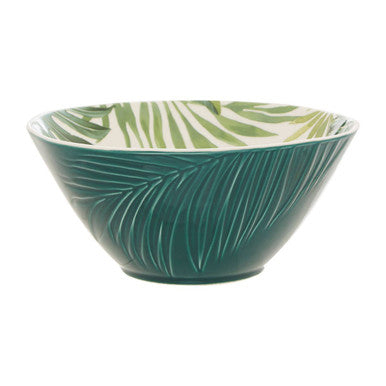 Dark Green Large Salad Bowl with Leaf Design | Bali