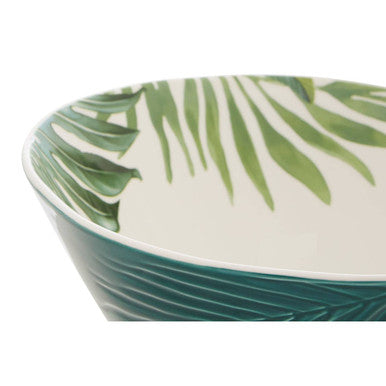 Dark Green Large Salad Bowl with Leaf Design | Bali