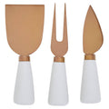 3 Piece White and Rose Gold Cheese Knife Set | Exbury