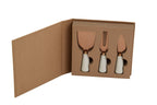 3 Piece White and Rose Gold Cheese Knife Set | Exbury