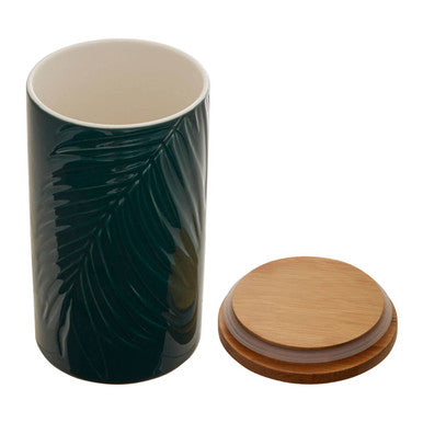 Dark Green Large Storage Jar with Bamboo Lid | Bali