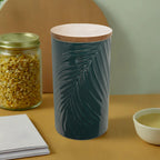 Dark Green Large Storage Jar with Bamboo Lid | Bali
