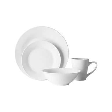Elmira 16Pc White Porcelain Coupe Dinner Set