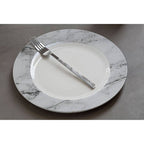 16 Piece White and Grey Marble Effect Dinner Set | Avie