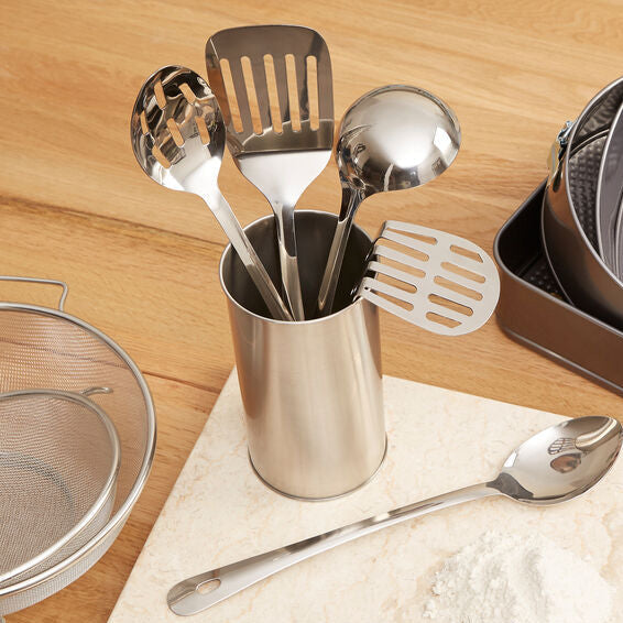 5 Piece Stainless Steel Kitchen Utensils Set with Holder | Bosna