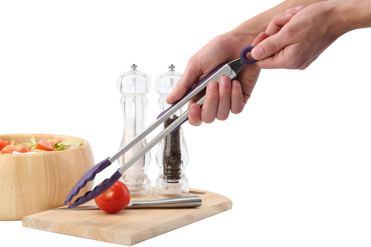 Stainless Steel And Purple Silicone Tongs | Zing