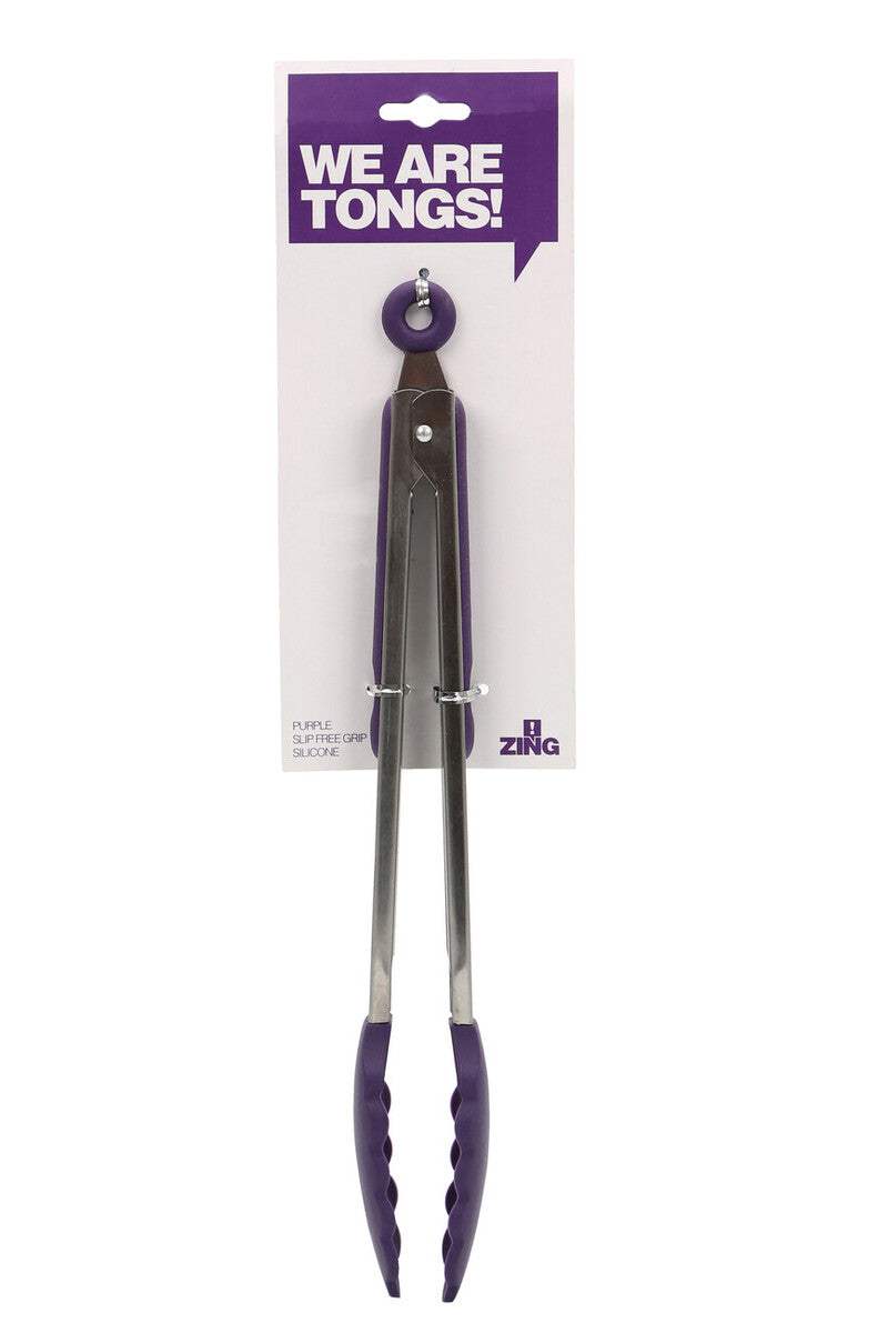 Stainless Steel And Purple Silicone Tongs | Zing