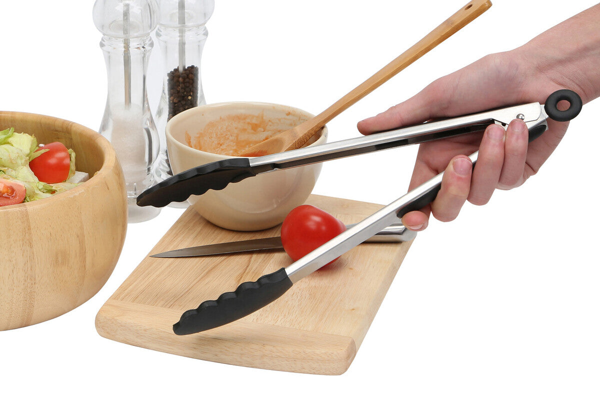 Black Silicone And Stainless Steel Tongs | Zing