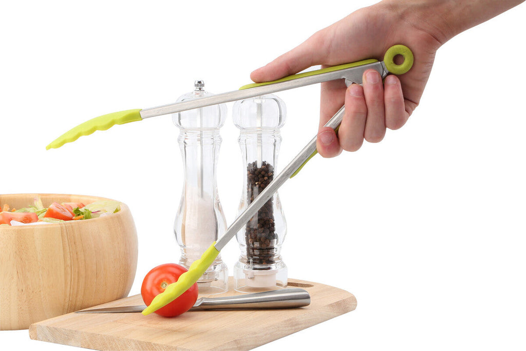 Lime Green Silicone And Stainless Steel Tongs | Zing