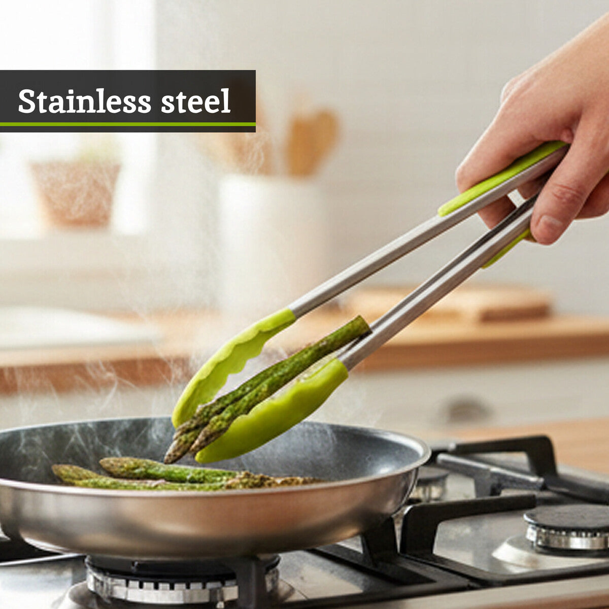 Lime Green Silicone And Stainless Steel Tongs | Zing