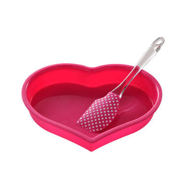 Hallie Silicone Mould and Spatula Baking Set | Heart