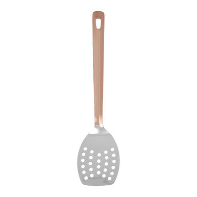 Stainless Steel Slotted Turner with Copper Finish Handle | Freya